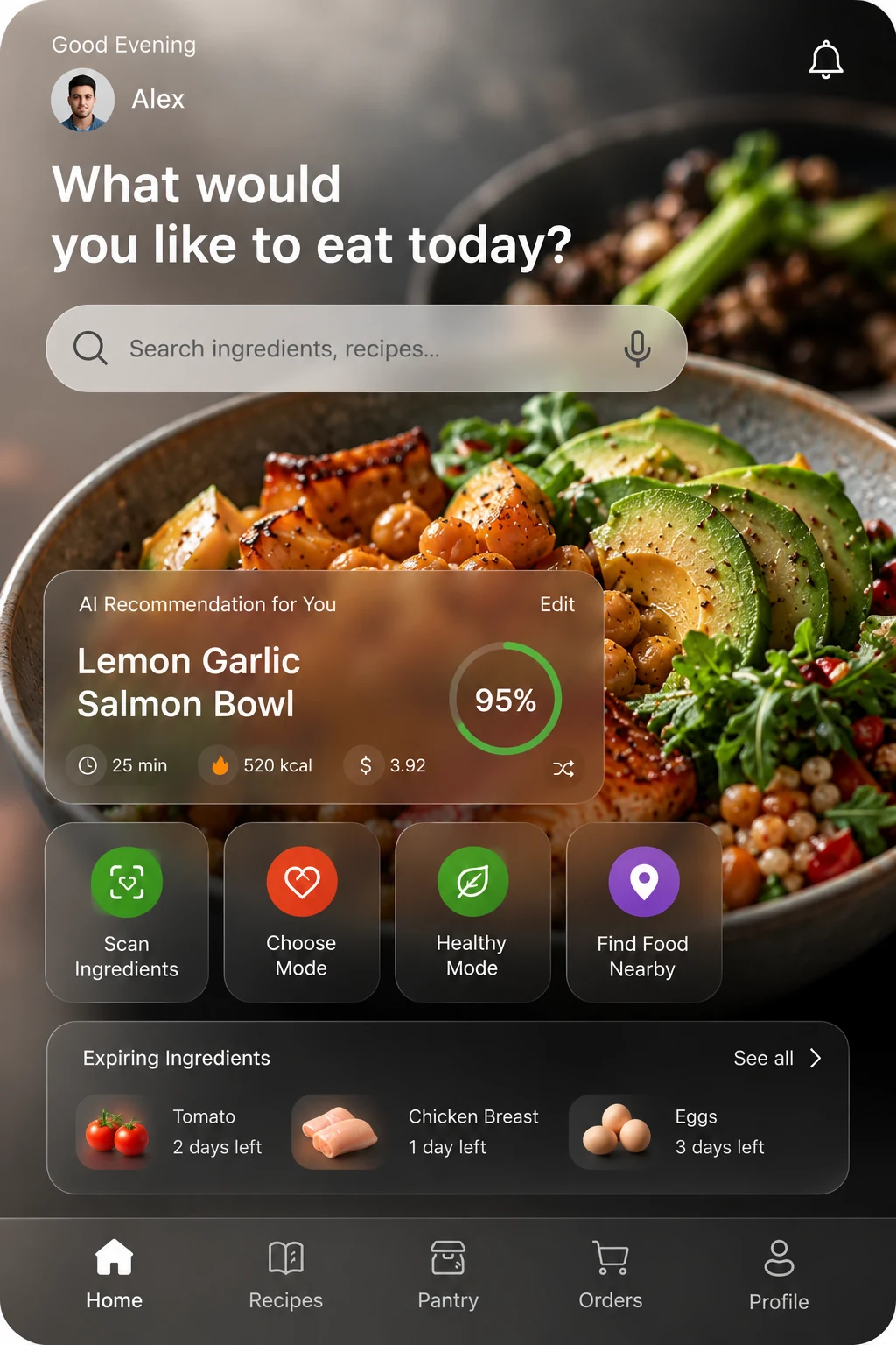 SAVOR AI 智能饮食决策 App 首页界面